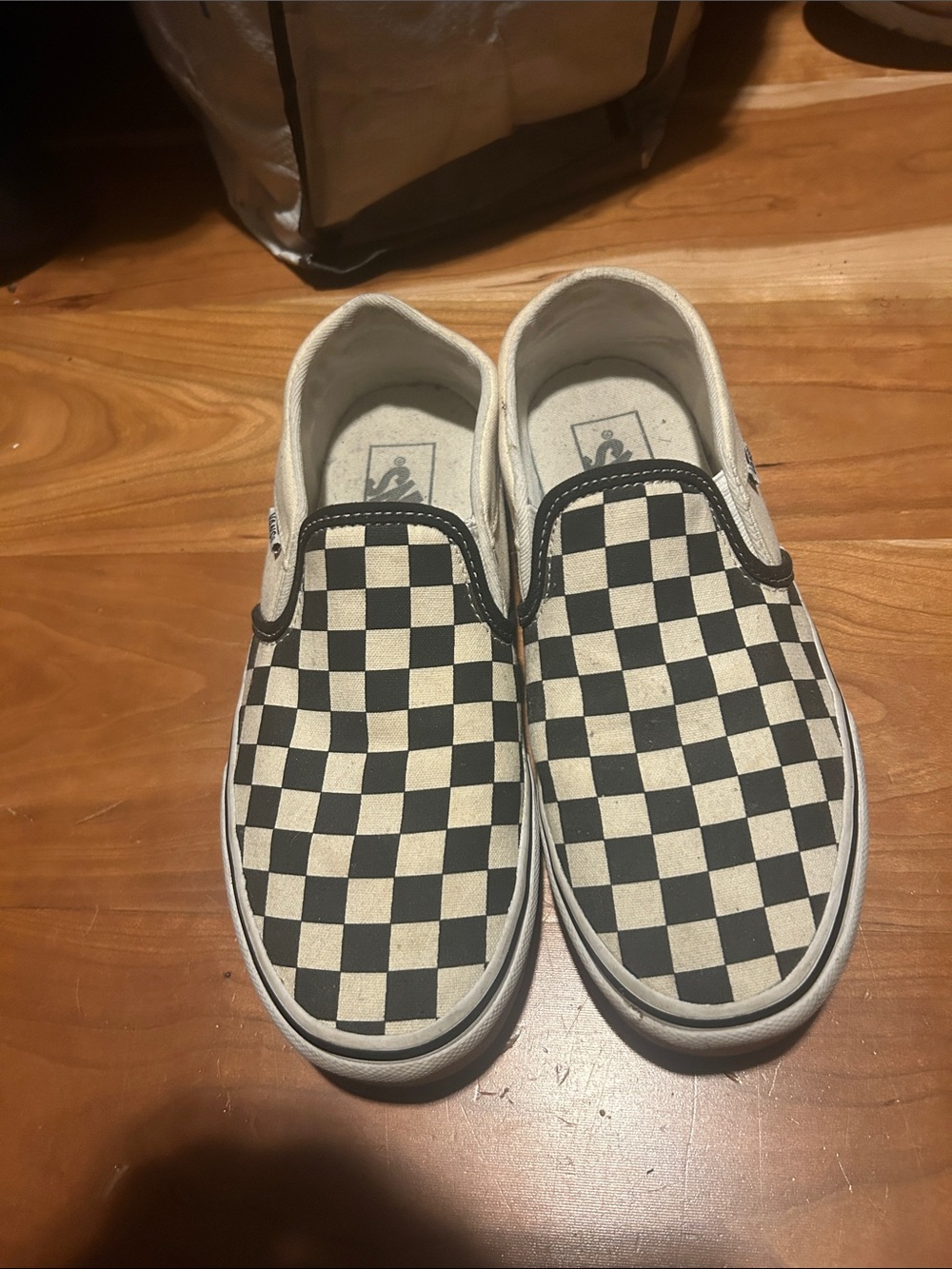 Women’s vans Slip-On Checkerboard Canvas Shoes - Black & White
